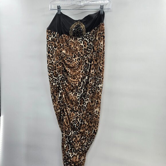Venus Y2K Style Strapless Bodycon Ruched Animal Print Dress Size XL - Picture 1 of 7